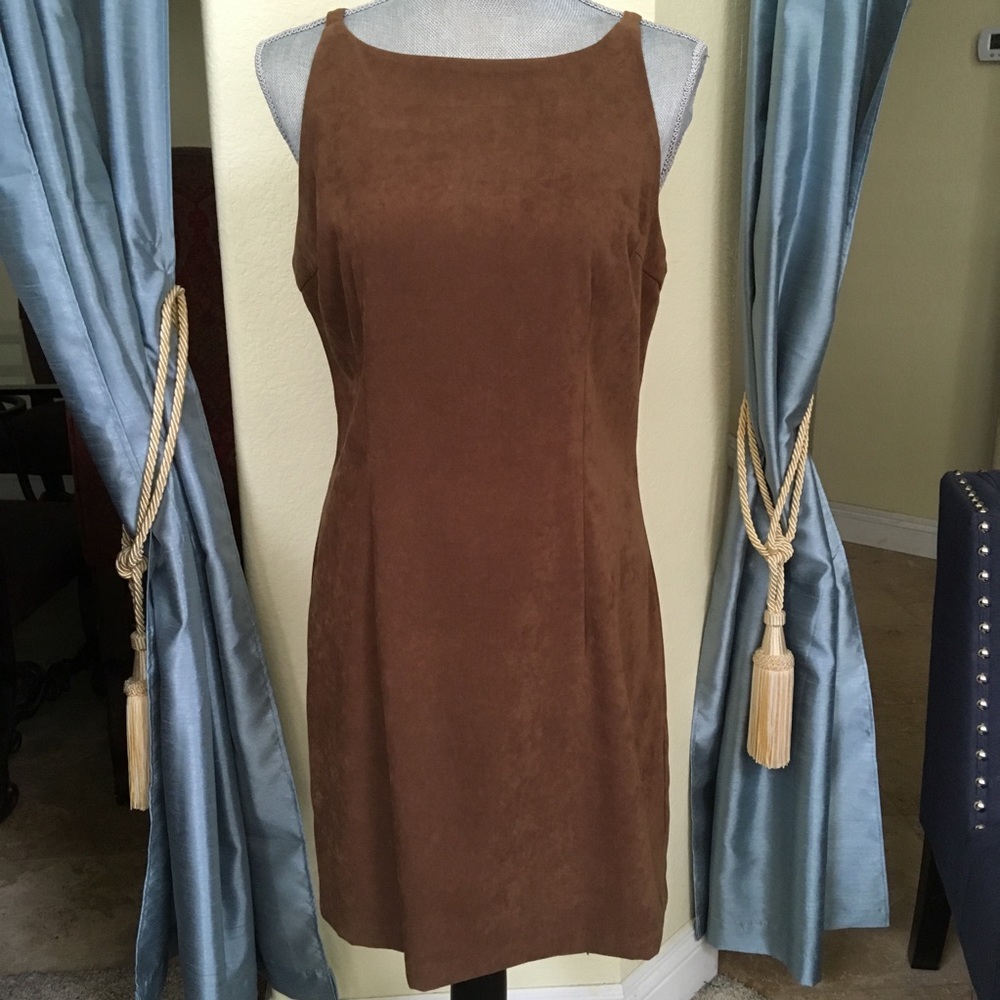 Brown suede dress, worn w/blouse, size 11/12